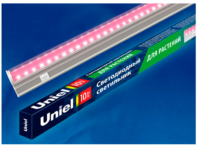 ФИТО-Светильник светодиодный для растений "Uniel" 10Вт, линейный , 550мм, выкл. (розовый спектр для рассады)