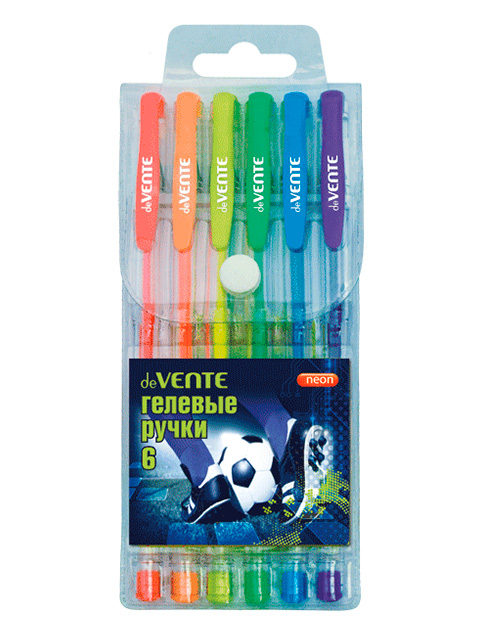 Набор гелевых ручек "deVENTE. Football Club" 6цв., 0.8мм, неон., в пласт. блист.