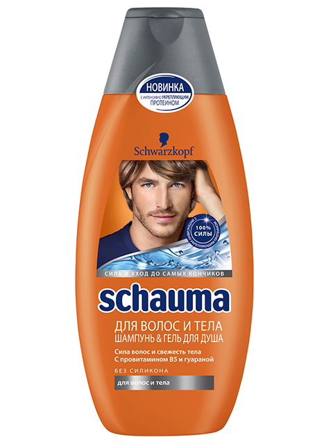 Шампунь-гель для душа Schauma "Сила волос и свежесть тела" с провитамином В5 и гуараной 380мл
