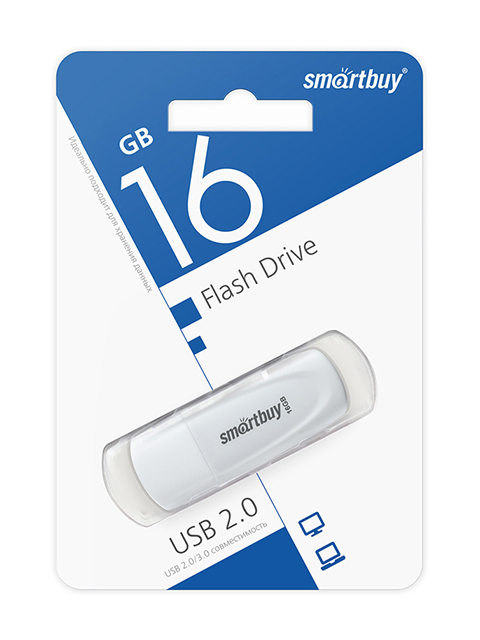 Флэш-диск Smart Buy "Scout"  16GB, USB 2.0 Flash Drive, белый