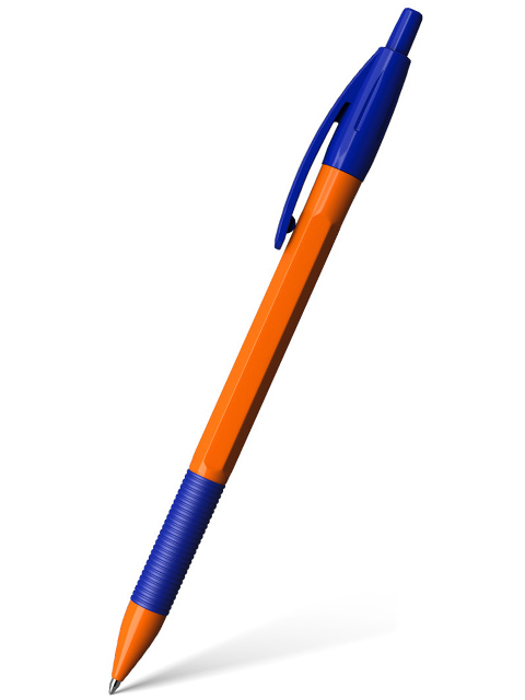 Ручка шариковая автоматическая Erich Krause "R-301. MATIC Orange" 0,7 мм, корп. пластик, резиновый держатель, синяя
