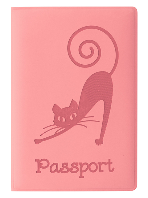 Обложка для паспорта STAFF "Кошка" полиуретан, персиковая