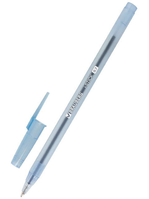 Ручка шариковая BRAUBERG "i-Stick", корпус тонированный голубой, узел 0,7 мм, линия 0,35 мм, синяя
