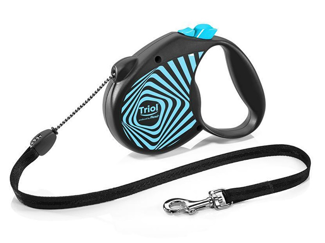 Поводок-рулетка ТРОС "Flexi Life Geometry Blue"  M 5м до 20кг