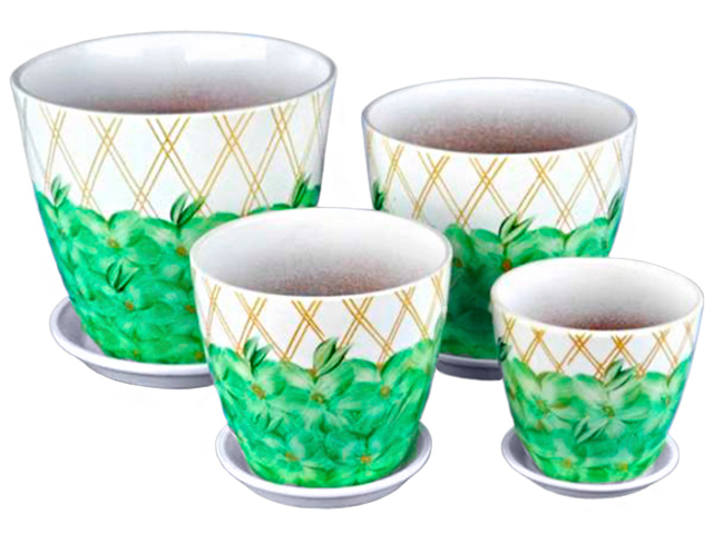 Горшок для цветов "Бутон Палисад зеленый" комплект из 4-х предметов