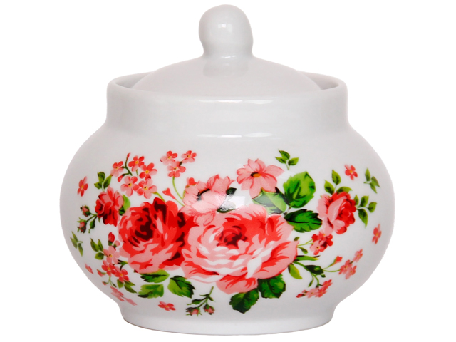 Сахарница ДФ Рубин "Розовые розы" 500мл, фарфор