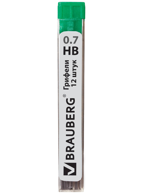 Грифель запасной BRAUBERG "Hi-Polymer", HB, 0,7 мм, 12 шт., 180446