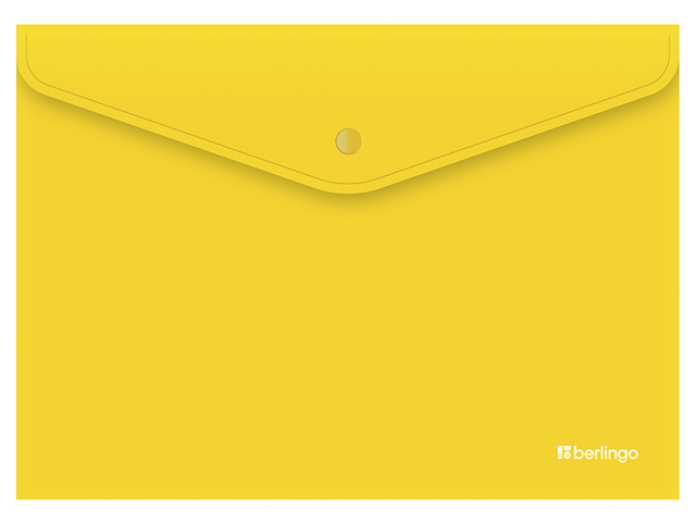 Папка-конверт на кнопке А4 Berlingo "City Style" 200 мкм, непрозрачная, желтая