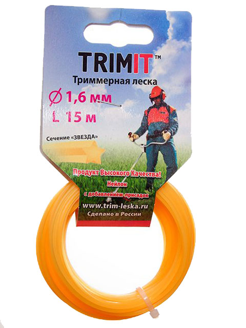 Леска для триммера 1,6мм L15м, сечение звезда TRIMIT