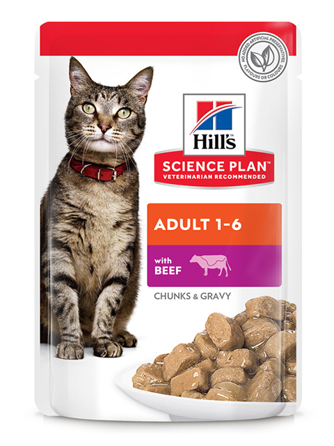 Корм Hill's "Science Plan" пауч для взрослых кошек, говядина (кусочки в соусе), 85г