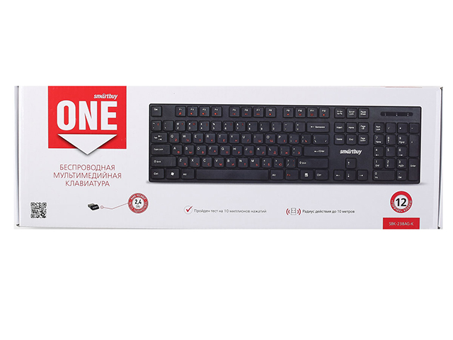 Клавиатура беспроводная Smart Buy "ONE 238", мультимедийная, USB, черная