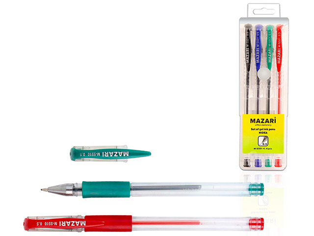 Набор гелевых ручек Mazari "LIPARI" 4 цвета, в ПВХ упаковке