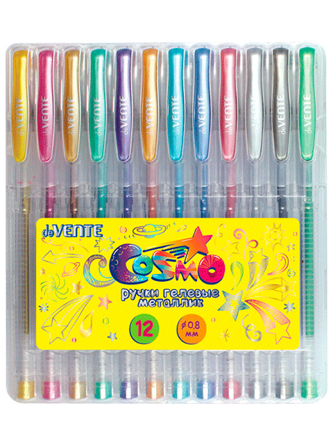 Набор гелевых ручек "deVENTE. Cosmo Metallic" 12цв., 0,8мм, в пласт.упак. с подв