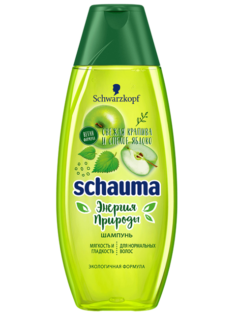 Шампунь Schauma "Энергия природы. Свежая крапива и спелое яблоко" для нормальных волос 400мл.