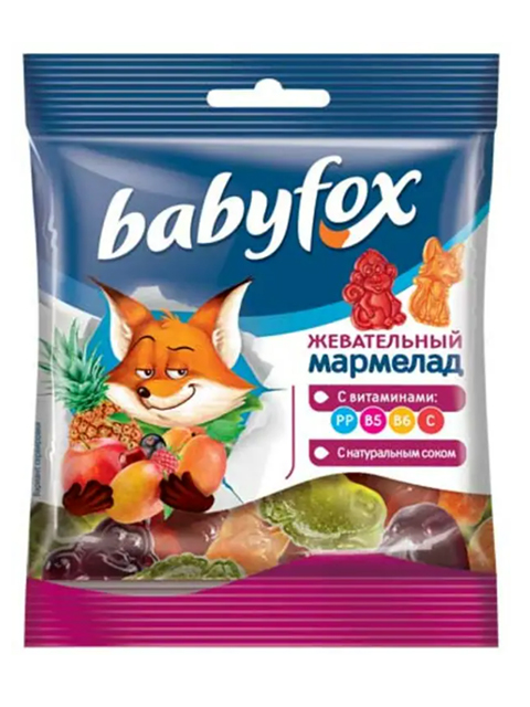 Жевательный мармелад "Babyfox" c витаминами, ассорти вкусов  30 г