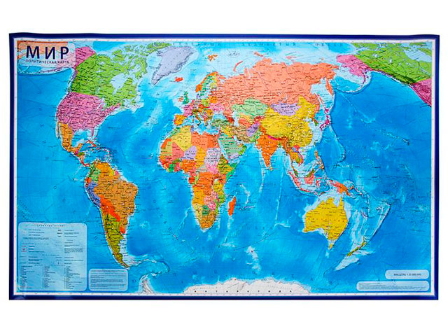 Карта "Мир политический" 1:32М, 101х70 см, с ламинацией, настенная