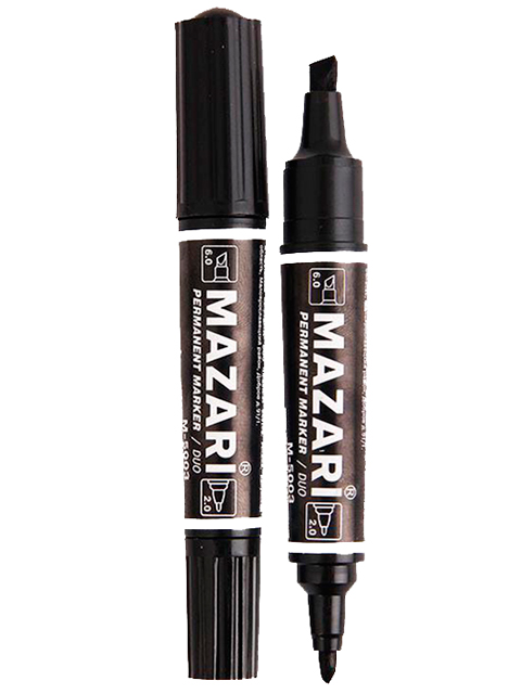 Маркер перманентный Mazari "Duo" 2-6 мм, двусторонний, черный