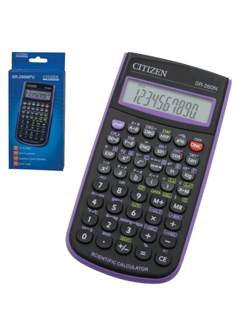 Калькулятор инженерный CITIZEN SR-260NPU 10+2 разр. 165 функций, пит. от батар, фиолетовый