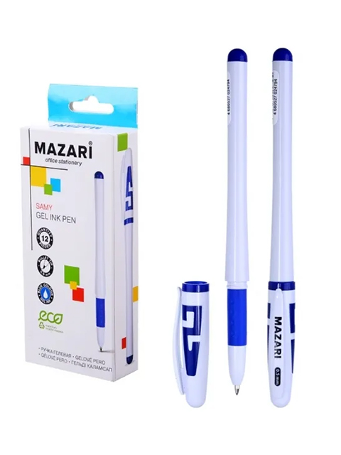 Ручка гелевая Mazari "SAMY" 0,5 мм, мягкий грип из синтетического каучука, синяя