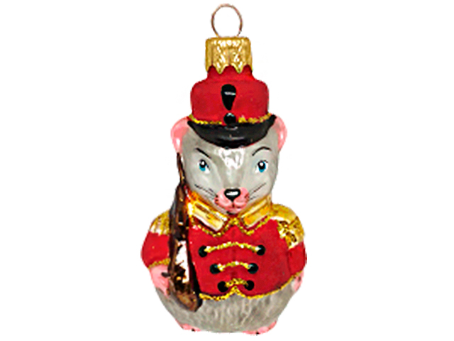 Елочное украшение фигурка "Крыса- гусар" (Символ года) 9 см стекло, в подарочной упаковке