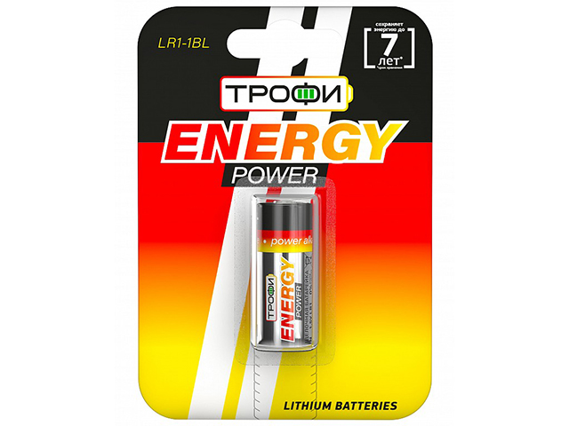 Батарейка алкалиновая Трофи ENERGY POVER LR1-1BL (1 шт)