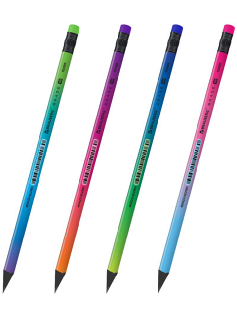 Карандаш чернографитный  BRAUBERG  "GRADE Metallic", НB, трехгр