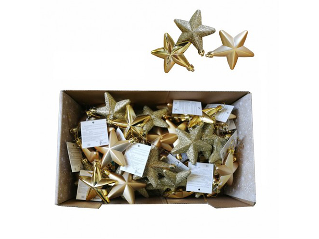 Набор елочных игрушек "Звезды" золотые, 8х2,2х8 см, пластик, 3 штуки в наборе