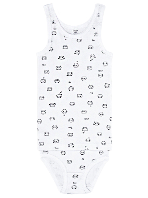 Комплект для девочки майка + трусы "Сонные панды на белом", размер/рост : 64-68/122-128см