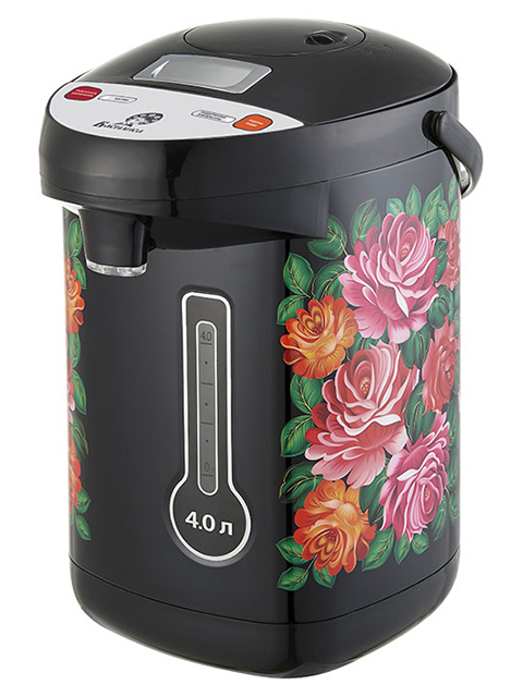 Чайник-термос электрический Василиса ВА-5010 "Цветы" 4л, 900Вт, 3 способа разлива воды