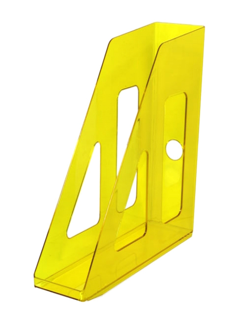Лоток для бумаг СТАММ Актив, вертикальный, прозрачный, желтый YELLOW