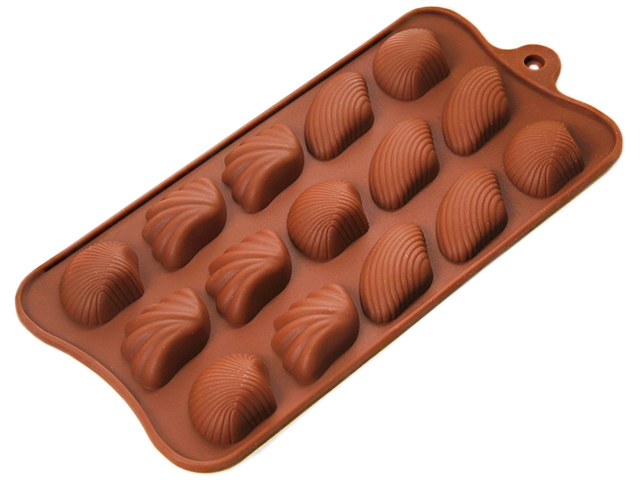 Форма для льда и шоколада "Ракушки" 15 ячеек, 22х10,5х1см, цвет шоколадный