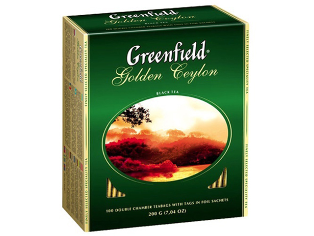 Чай Greenfield черный в пакетиках с ярлыками 2 г 100 штук Golden Ceylon