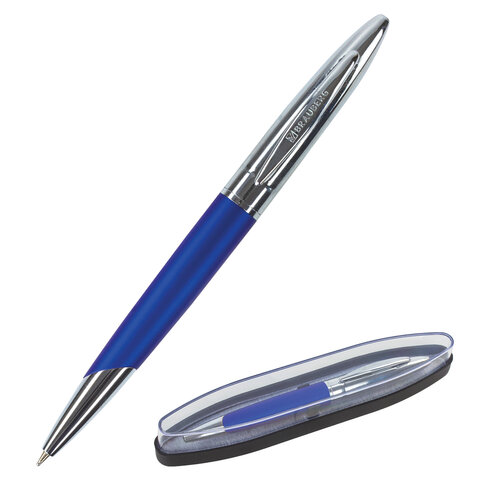 Ручка бизнес-класса шариковая BRAUBERG "Echo", корпус серебристый с синим, 0,5 мм, синяя