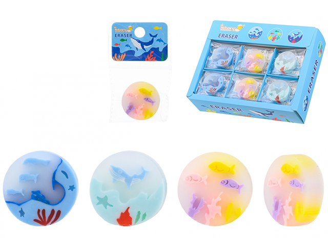 Ластик BASIR "Подводный мир" 3,7х3,7см фигурный ПВХ