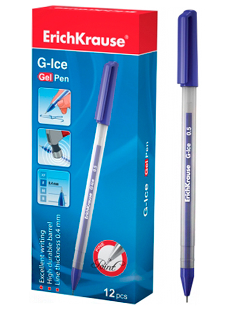 Ручка гелевая Erich Krause "G-ICE" 0,5 мм, синяя
