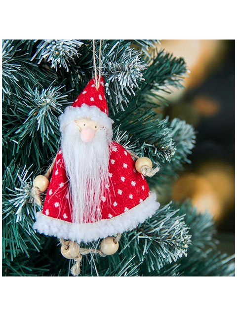 Елочное украшение Подвеска мягкая "Дед Мороз красный в горошек" 13 см, текстиль