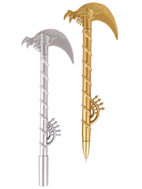 Ручка гелевая PROFIT "Секира" 0,7 мм, корпус пластик золотой/серебрянный, синяя 