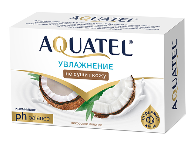 Крем-мыло туалетное 90 г Aquatel кокосовое молочко, в пачке