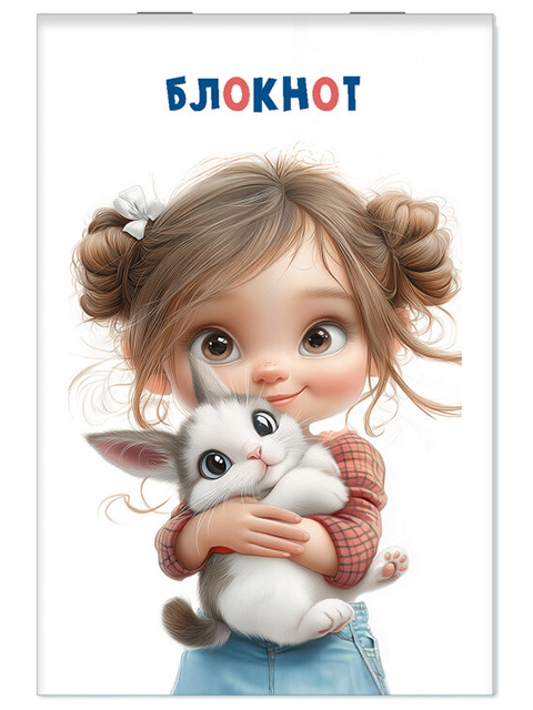 Блокнот А7 16 листов клетка Апплика "Друзья-малыши" на скрепке