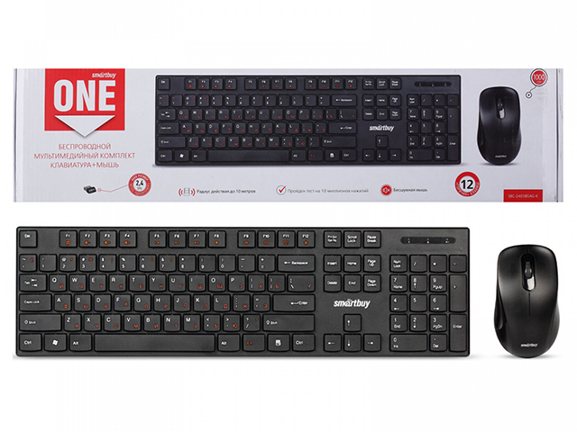 Клавиатура+мышка набор Smartbuy ONE 240385AG, мультимедийный, черный