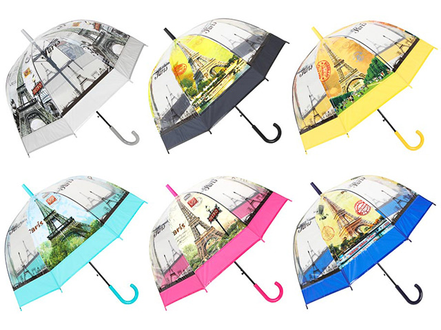 Зонт-трость женский, 58см, 8 спиц, сплав, пластик, ПВХ, 4 дизайна