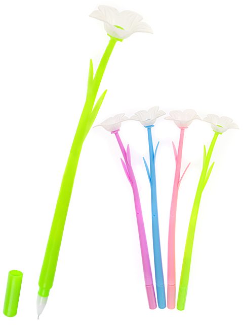 Ручка гелевая PROFIT "Флоксы" 0,5 мм, корпус цветной силиконовый, синяя 