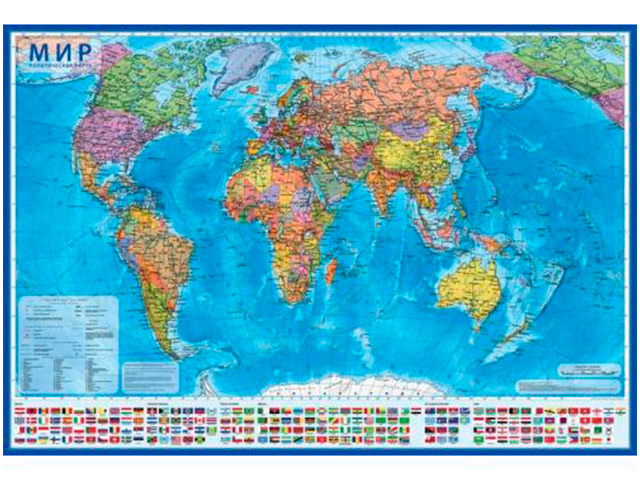 Карта "Мир политический" 1:28М, 117х80 см, с ламинацией, настенная