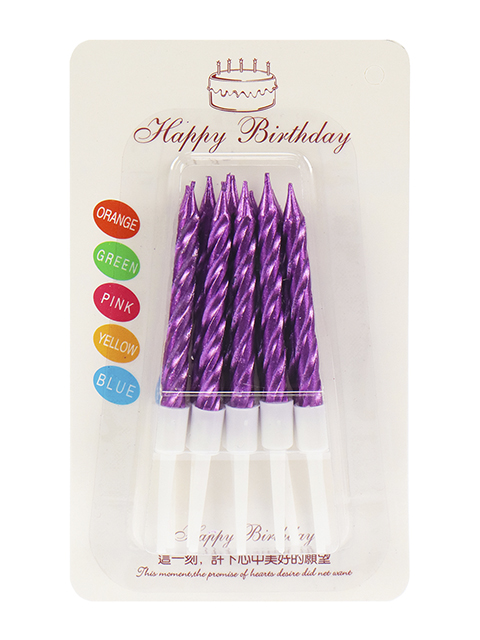 Свечи для торта Дон Карнавал "Счастливый праздник", фиолетовые, 10 штук