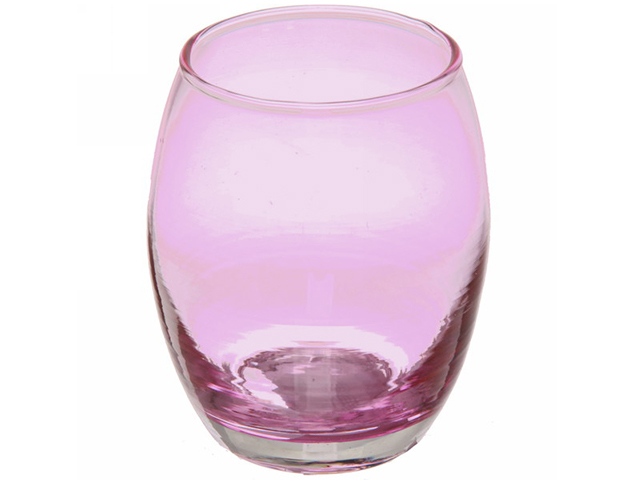 Подсвечник "Oasis-Barrel" 8х9см стекло розовый