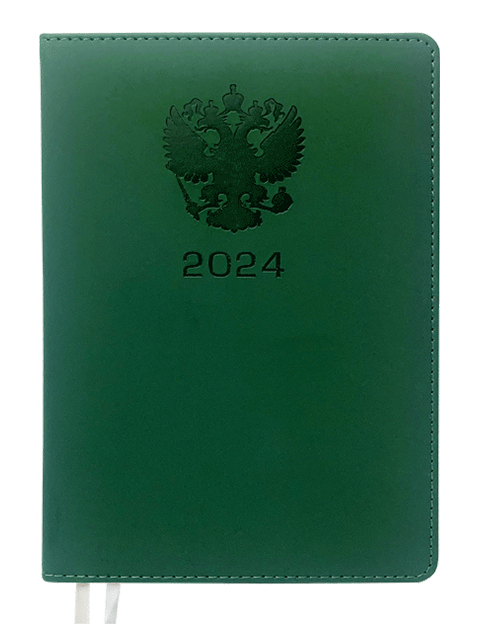 Ежедневник датированный А5 176 листов deVENTE "Emblem. 2024г" зеленый, искусственная кожа 