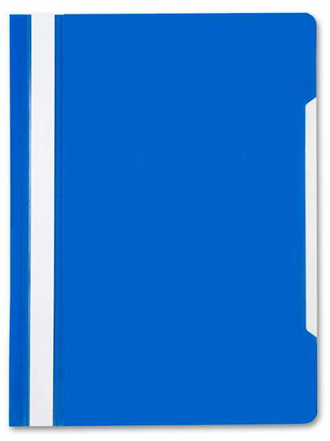 Папка А4 со скоросшивателем Бюрократ с прозрачным верхним листом, синяя