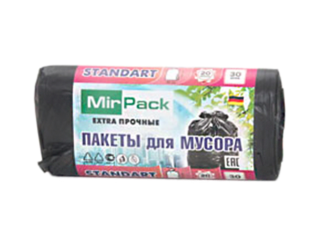 Мешок для мусора 20л. 30шт. "MirPack. Standart" 45х48 см, 7 мкм, черный