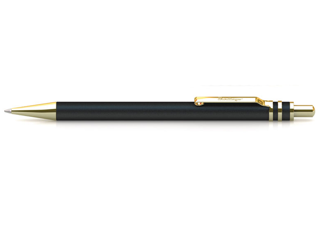 Ручка шариковая Berlingo "Silver Premium" 0,7 мм, автоматическая, корпус черный/золото, в футляре